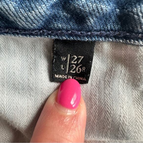 Abercrombie & Fitch Wide Leg Jeans Cropped Raw Hem Two Tone Women’s 27 Boho - Picture 7 of 16